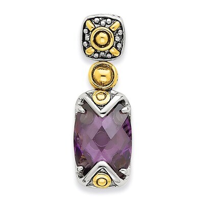 Gold-plate Antiqued Purple CZ Pendant Sterling Silver QP1752