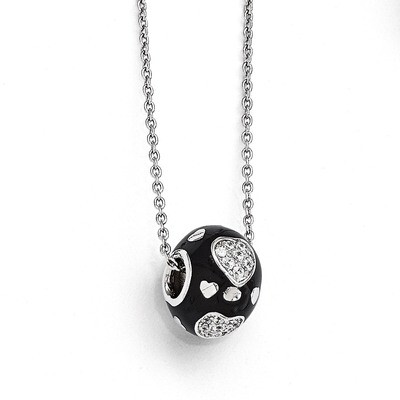 Heart Necklace Sterling Silver &amp; Cubic Zirconia QMP343-18, MPN: QMP343-18, 883957764412