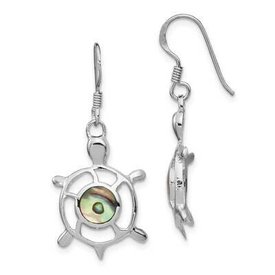 Abalone Turtle Dangle Earrings Sterling Silver Rhodium-plated QE14443, MPN: QE14443, 886774054155