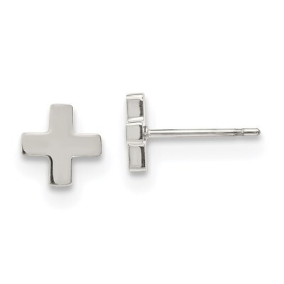 X Post Earrings Stainless Steel Polished SRE1207S by Chisel, MPN: SRE1207S, 191101499685