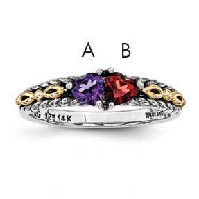 Two-Stone Mother&#39;s Ring Mounting Sterling Silver &amp; 14k Gold QMR16/2-5, MPN: QMR16_2--6, 886774242972