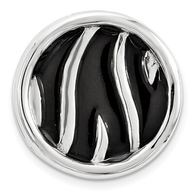 Black Enameled Zebra Print Chain Slide Sterling Silver Small QSK1689, MPN: QSK1689, 191101551925