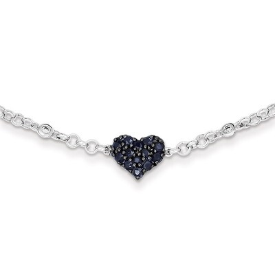 Sapphire Heart Bracelet Diamond Sterling Silver QDX1204, MPN: QDX1204, 883957459424