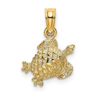 Textured Sea Turtle Charm 14k Gold 2-D K7651, MPN: K7651, 637218012053