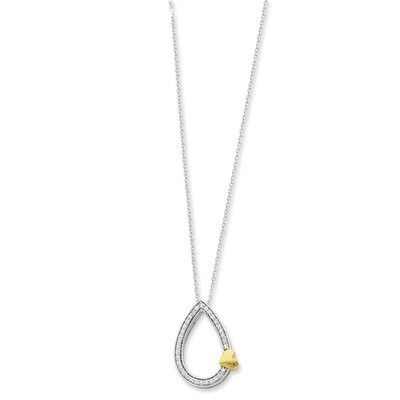 A Tear of Love 18 Inch Necklace Sterling Silver &amp; Gold-plated with Diamonds QSX192, MPN: QSX192, 88…