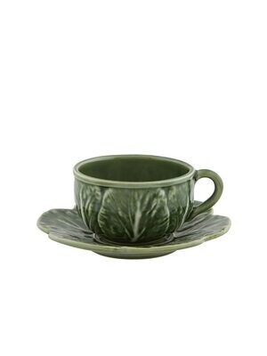 Bordallo Pinheiro Pinheiro Cabbage Tea Cup and Saucer Green, MPN: 65021407, 5600413603857