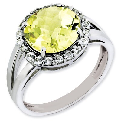 Lemon Quartz &amp; White Topaz Ring Sterling Silver QR3077LQ, MPN: QR3077LQ, 883957243818