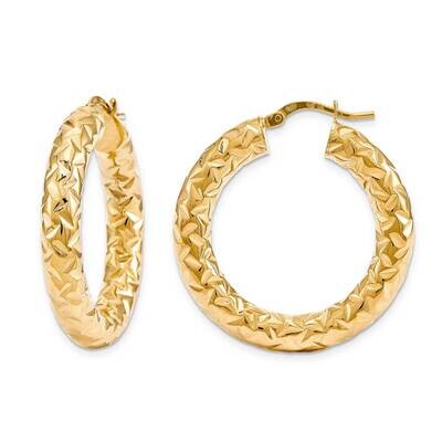 Sterling Silver YG Plate Diamond-Cut 1 1/4 Earring J286484240000