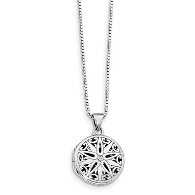 Star Locket Necklace Diamond Sterling Silver QW440-18, MPN: QW440-18, 883957964485