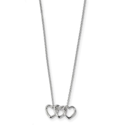 Hearts Necklace 18 Inch Sterling Silver Rhodium-plated QG4373-18, MPN: QG4373-18, 886774103655