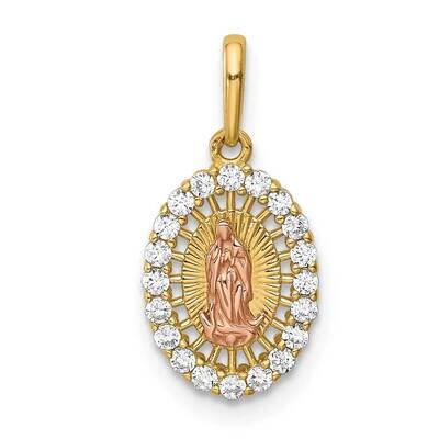 Our Lady of Guadalupe CZ Diamond Pendant 14k Two-tone Gold YC1379, MPN: YC1379, 886774124735