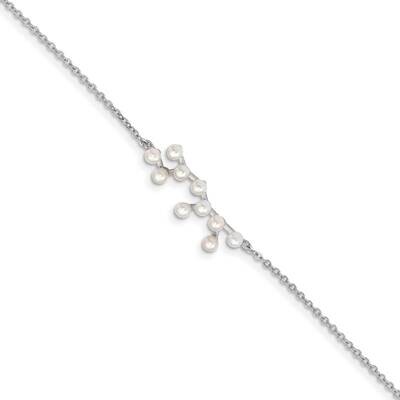 10 2-3mm Fwc Pearl Sagitarius with 1 Inch Extension Bracele Sterling Silver Rhodium-plated QG5099-7…