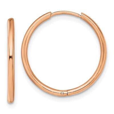 Rose Ip-Plated 1.6mm Hinged Hoop Earrings Stainless Steel Polished SRE1466, MPN: SRE1466, 191101867…