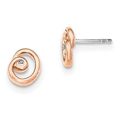 Rose Plated CZ Diamond Post Earrings Sterling Silver QE12479, MPN: QE12479, 883957814667
