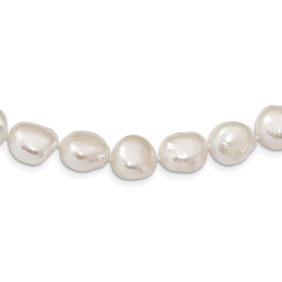 11-12mm White Baroque Cultured Freshwater Pearl Necklace 18 Inch Sterling Silver Rhodium-plated QH5…