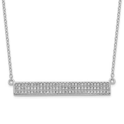 Cheryl M Rhodium-Plated CZ Diamond Bar with 1.5 Inch Ext. Necklace Sterling Silver QCM1521-17.5, MP…