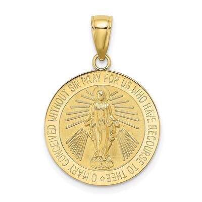 Satin Miraculous Medal Charm 10k Gold Polished 10K8487, MPN: 10K8487, 191101085369