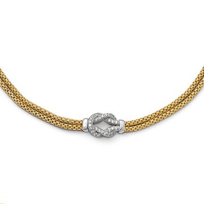 Leslie&#39;s Rhodium-plated CZ with 1 inch Extender Bracelet 7 Inch Sterling Silver Gold-tone HB-QLF720…
