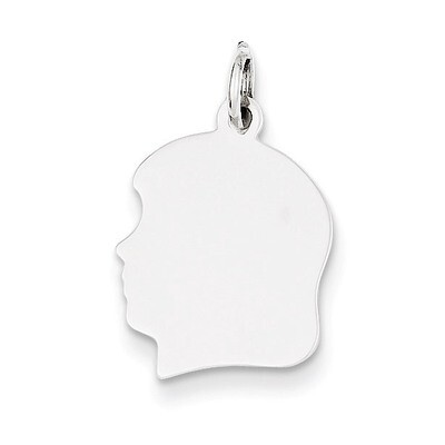 Plain Medium Facing Left Engravable Girl Charm 14k White Gold XWM56/11, MPN: XWM56/11, 883957451268