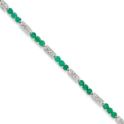 Emerald and Diamond Bracelet Sterling Silver QX861E, MPN: QX861E, 883957368917