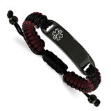 Black IP Black and Red Nylon Medical ID Bracelet Stainless Steel Polished SRB2185 by Chisel, MPN: S…