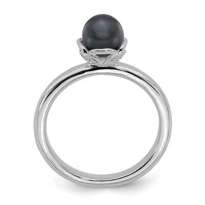 Stack Exp. Polished Black Fw Cultured Pearl Ring Sterling Silver QSK612-6, MPN: QSK612-6, 886774174…