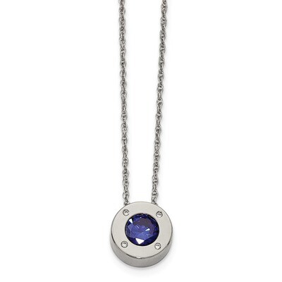 CZ September Birthstone Necklace Stainless Steel Polished SRN2202-20 by Chisel, MPN: SRN2202-20, 19…