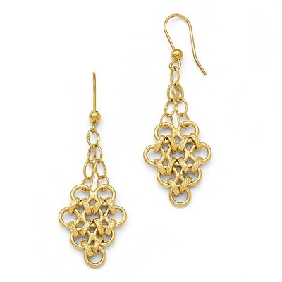 Leslie&#39;s Polished Diamond-cut Fancy Dangle Earrings - 14k Gold HB-LE863, MPN: LE863, 886774966946