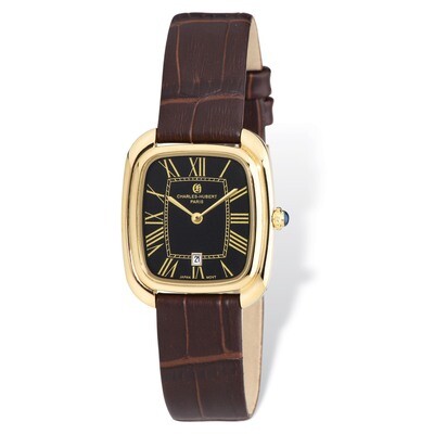 Charles Hubert IP-plated Black Square Leather Band Watch Ladies XWA4849, MPN: XWA4849, 848870007145