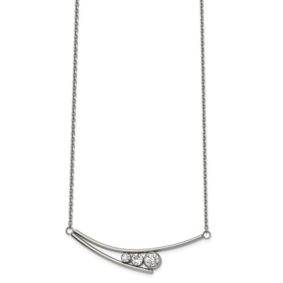 Preciosa Crystal 2 Inch Extension 16 Inch Necklace Stainless Steel Polished SRN2572-16 by Chisel, M…