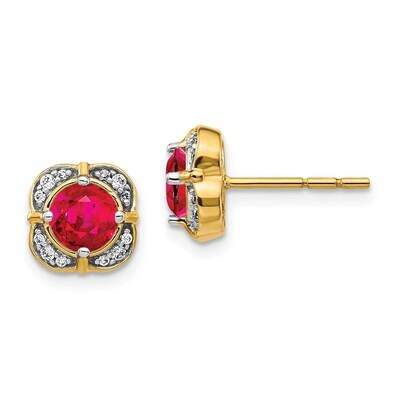 Ruby Fancy Earrings 14k Gold Diamond EM3923-RU-013-YA, MPN: EM3923-RU-013-YA, 191101836688