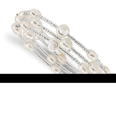 7-8mm White Baroque Acrylic Beads Wrap Bracelet Freshwater Cultured Pearl QH5397, MPN: QH5397, 1911…