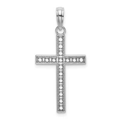 Beaded Block Cross Charm 14k White Gold K9594W, MPN: K9594W, 637218163021