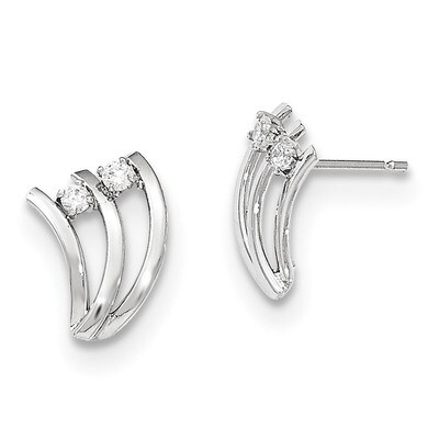 Fancy CZ Diamond Post Earrings 14k White Gold Polished YE1728, MPN: YE1728, 191101460289