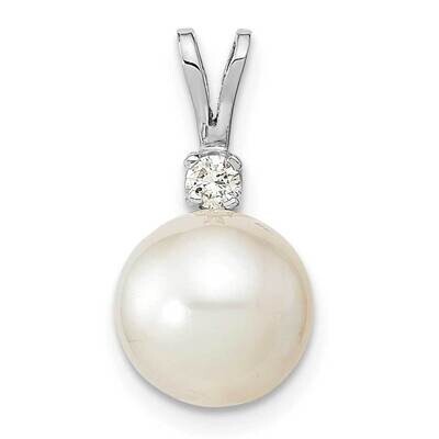 9-10mm Round White Saltwater South Sea Pearl .05Ct. Diamond Pendant 14k White Gold XF467W, MPN: XF4…