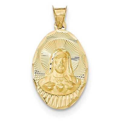 Diamond -cut Sagrado Corazon Oval Pendant 14k Gold Polished K5605, MPN: K5605, 191101457180