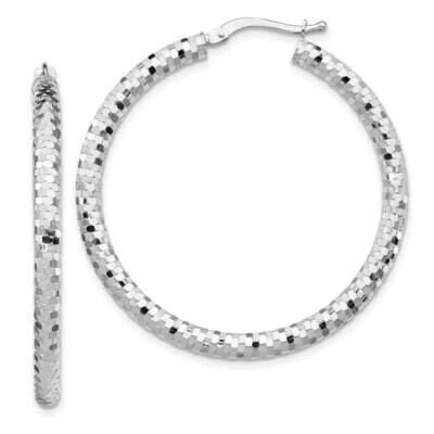 3x30mm Diamond-cut Hoop Earrings 14k White Gold TF1704W, MPN: TF1704W, 191101988424