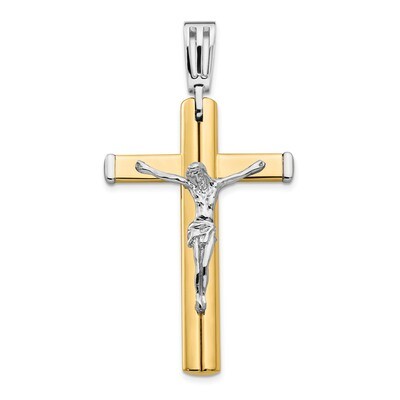 Leslie&#39;s Polished Crucifix Cross Pendant 14k Two-tone Gold HB-LF1164, MPN: LF1164, 196904085424