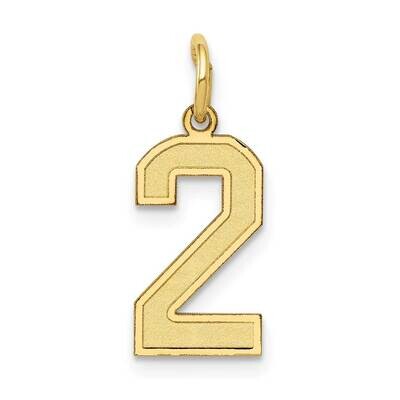 Number 2 Charm 10k Gold Small Satin 10LSS02, MPN: 10LSS02,
