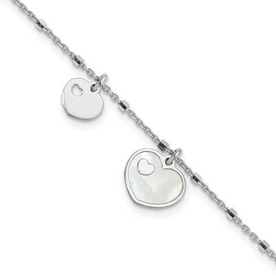 Mother of Pearl Heart with .5 In Extender Bracele Sterling Silver Rhodium-Plated QG6208-6.5, MPN: Q…