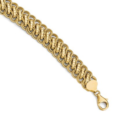 Leslie&#39;s Textured Fancy Link Bracelet 7.75 Inch 14k Gold Polished HB-LF574-7.75, MPN: LF574-7.75, 1…