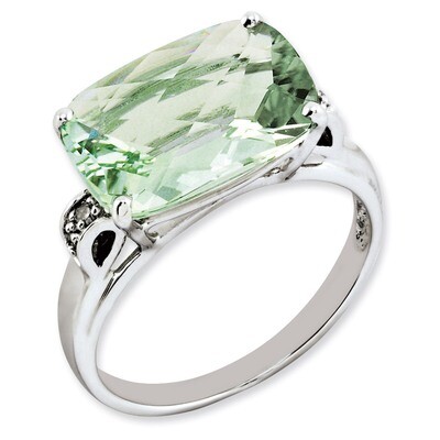 Green Quartz &amp; Diamond Ring Sterling Silver QR2936AG, MPN: QR2936AG, 883957360300