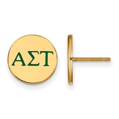 Alpha Sigma Tau Enameled Post Earrings Gold-plated Silver GP032ALS, MPN: GP032ALS, 191101099830