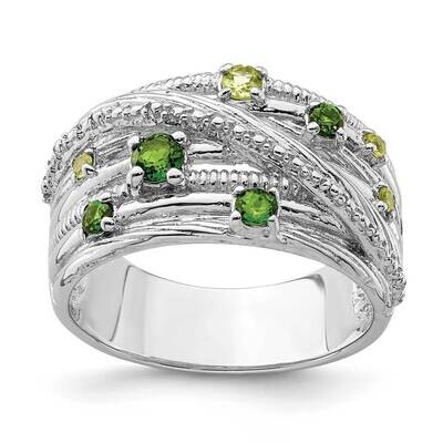 Chrome Diopside and Peridot Ring Sterling Silver Rhodium Plated QR7132, MPN: QR7132, 883957170077