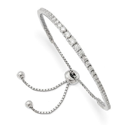 CZ 5-9 Inch Adjustable Bracelet Sterling Silver Rhodium-plated QG4164, MPN: QG4164, 886774613161