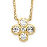 Polished CZ Diamond with 2 Inch Extender Necklace 18 Inch Sterling Silver Gold-Plated QG5318-18, MP…