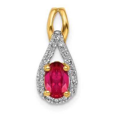 Oval .50 Ruby Pendant 14k Gold Diamond PM5283-RU-010-YA, MPN: PM5283-RU-010-YA, 883957974262