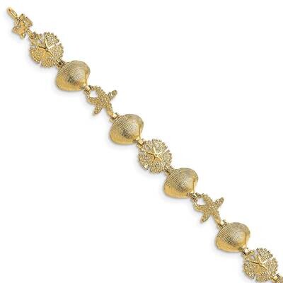 Sand Dolloar Clam Starfish Bracelet 14k Gold FB1631-7.25, MPN: FB1631-7.25, 883957945835