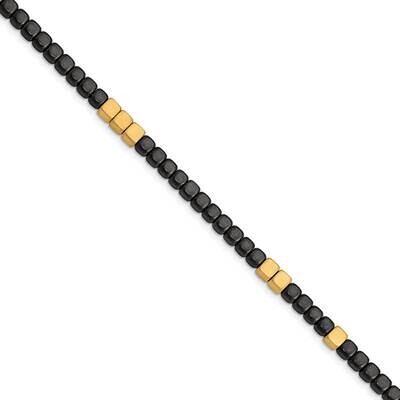 Yellow Ip with Hematite 7 Inch with 1.25 Inch Extender Bracelet Stainless Steel Brushed SRB2606-7, …