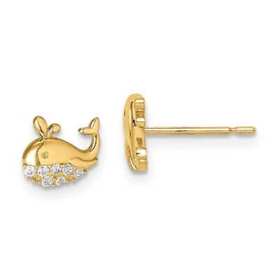 Whale Post Earrings 14k Gold CZ Diamond SE2886 by Madi K, MPN: SE2886, 883957963396